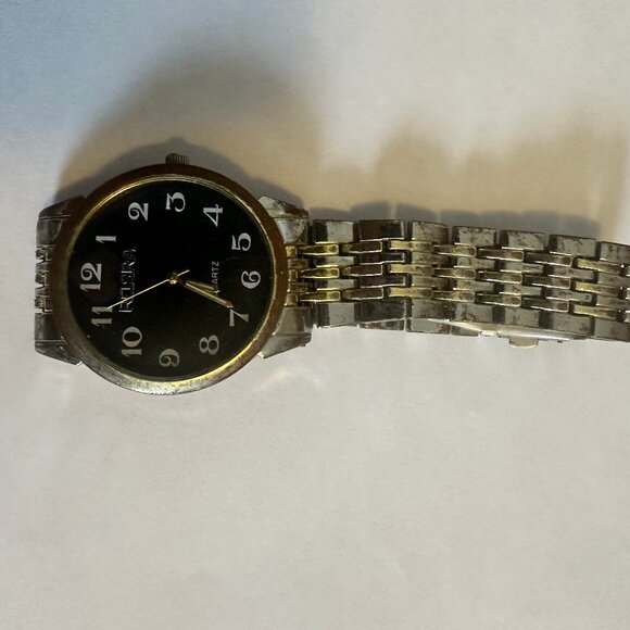 ROSRA Quartz Watch, Stainless Steel Back, Black Dial, Gold and Silver Toned - Picture 5 of 5